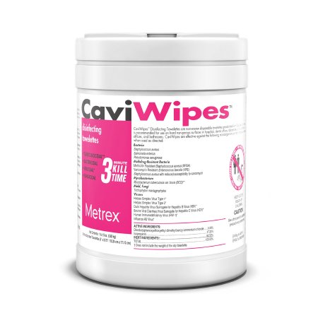 Wipes Surface Disinfectant Cloth Towelettes CaviWipes™ Premoistened Alcohol Based Wipe 160 Count Canister Disposable Alcohol Scent NonSterile (1/EA 12/CS 40CS/PLT) by Metrex Research Corporation  ID 13-1100